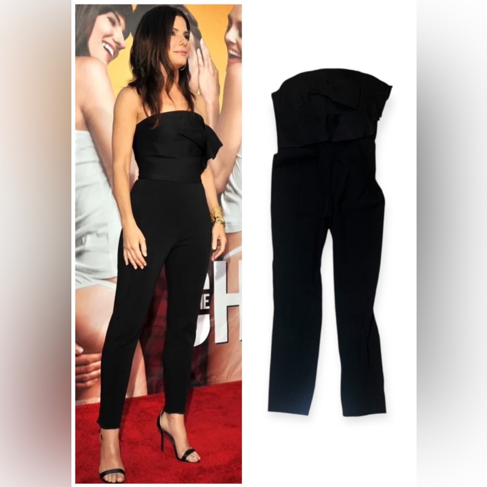 2010 Lanvin Black Strapless Wool Jumpsuit French 38 US 2